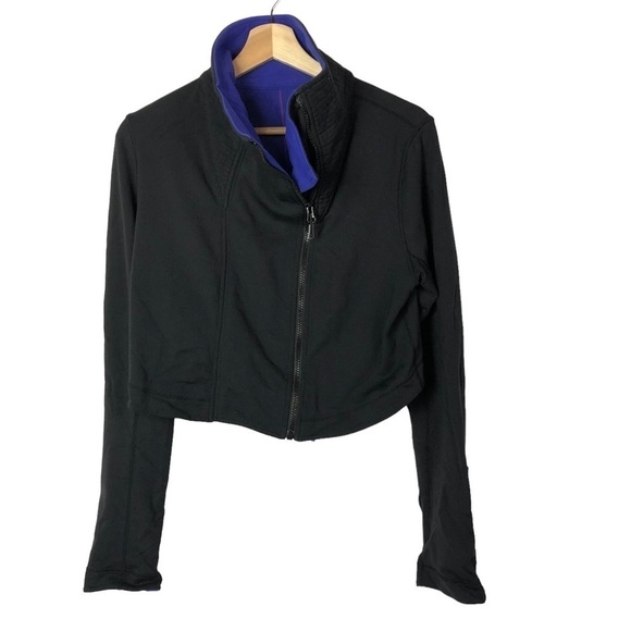 Lululemon Principle Cropped Black & Bold Blue Athletic Jacket 10 - Picture 2 of 6
